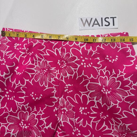 Talbots Women’s Pink Floral Print Magenta Ankle Pants Cotton Barbie Y2K sz 10 - Picture 4 of 8